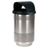 Witt Standard Series Stainless Steel Outdoor Waste Receptacle with Hood Lid - 55 Gallon